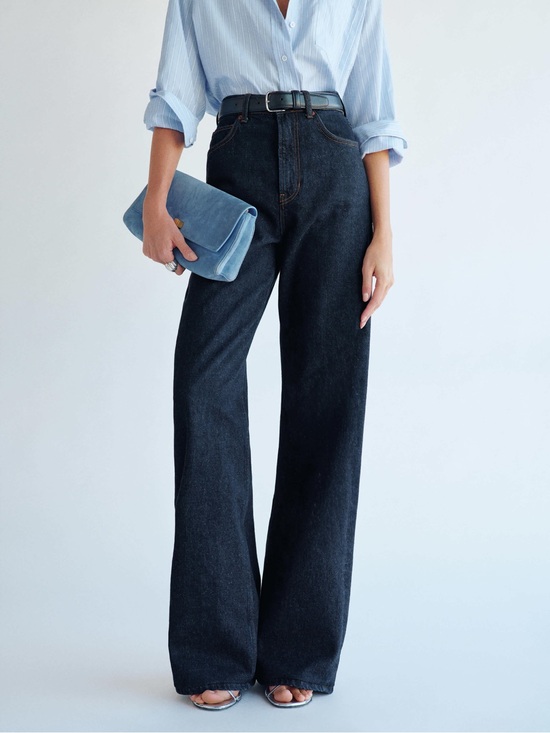 Reformation Denim - Reformation Cary High Rise Slouchy Wide Leg Jeans in Ondine (US 8/29)